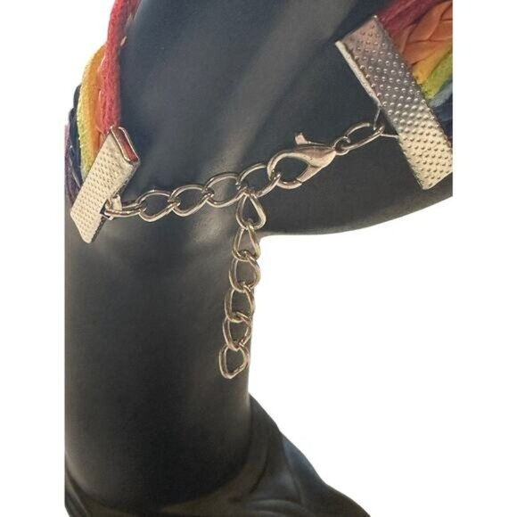 Multicolor Love Infinity Charm Bracelet With Heart Pendant & Adjustable Chain Fo - Picture 5 of 6